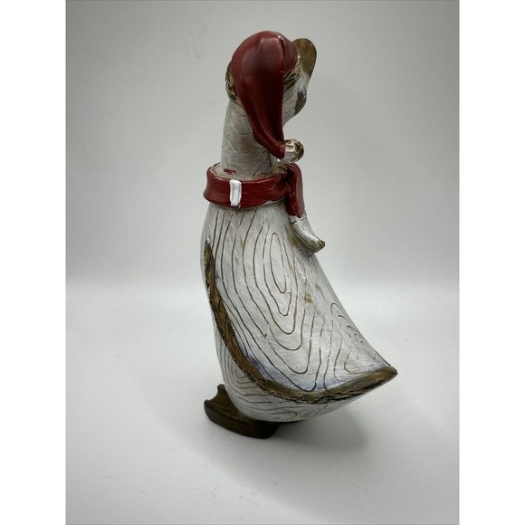 Tii Collections Christmas Goose with Scarf Figurine Resin~Wood Grain Look - Picture 5 of 12